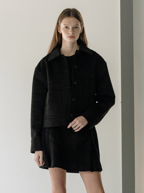 Suede crop куртка - чёрный