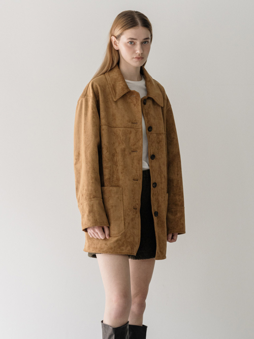 Suede half пальто куртка - camel