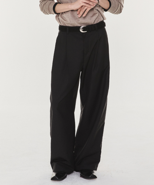 Refined Soft TR Pleated Wide брюки (Black)