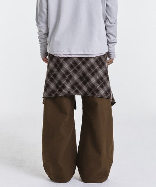 Layered Offcheck Wide брюки (Brown)