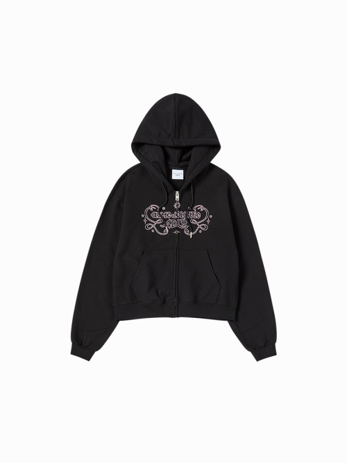 WOMAN PRINCESS FONT CROP худи ZIP UP (2 COLOR)