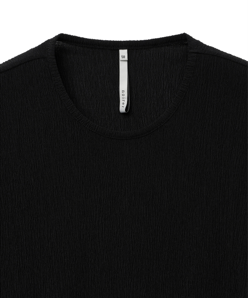 Плиссированная футболка полу-оверсайз с коротким рукавом (Black)