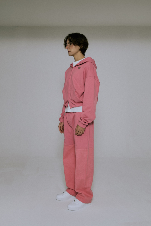 Укороченное худи на молнии с логотипом Silver Tab (Pink)
