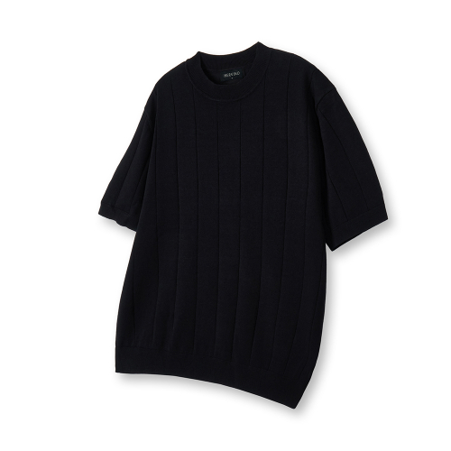 Вязаная футболка cable round neck muscle fit [Black]