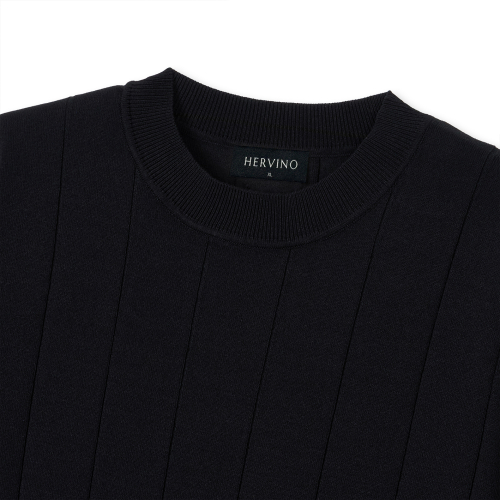 Вязаная футболка cable round neck muscle fit [Black]