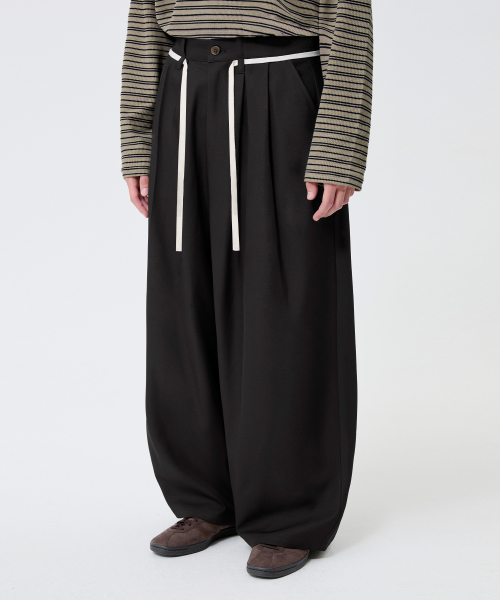 STRING TWO TUCK WIDE SLACKS_3color