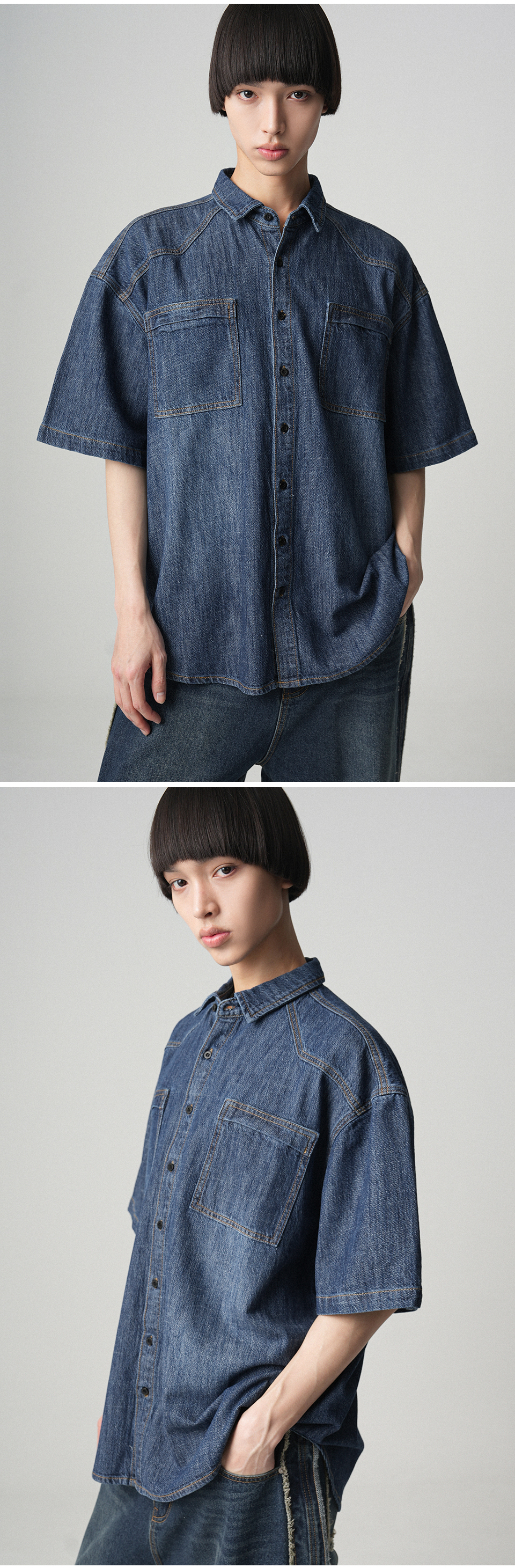 AVANDRESS ♥ Cooling Western Short-sleeve Denim Shirt MUSINSA | AVANDRESS Cooling Western Short-sleeve Denim Shirt
