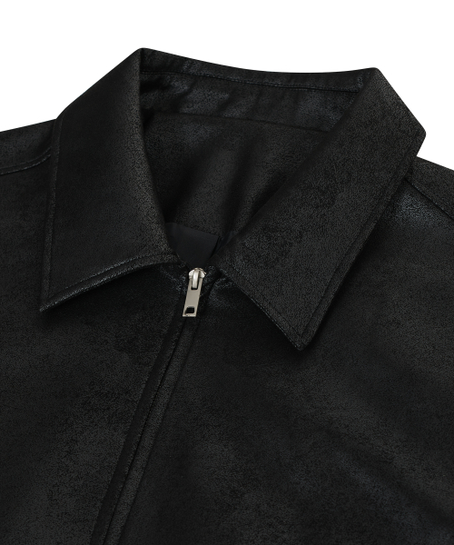 Замшевая куртка-бомбер 87-STAN009 Standard, эффект трещин, Black