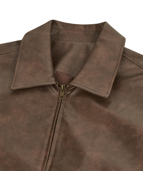 Кожаная куртка 87-STAN009 Standard Blouson Vintage Light Brown