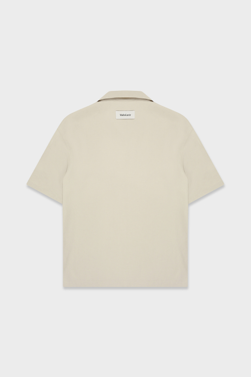 Бежевая рубашка изо льна с открытым воротником TFSH-S06 Beige