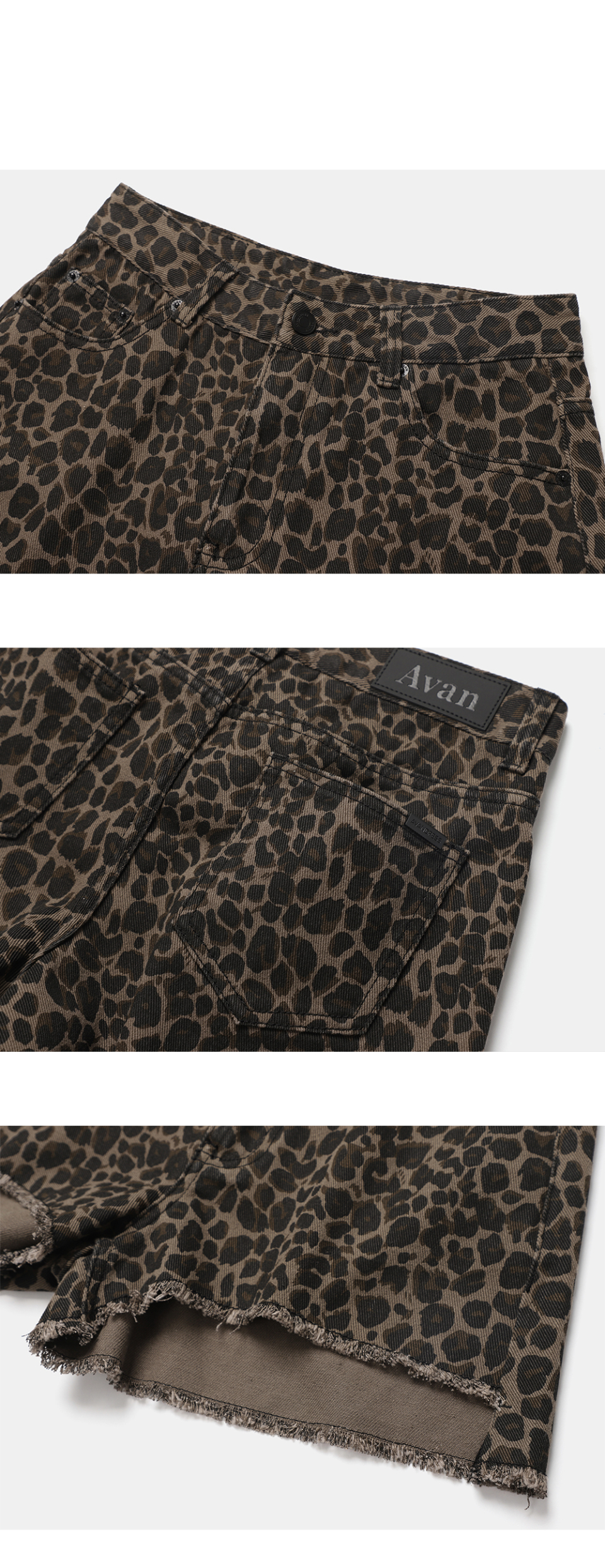 MUSINSA | AVANDRESS Rough Damage Denim Shorts LEOPARD