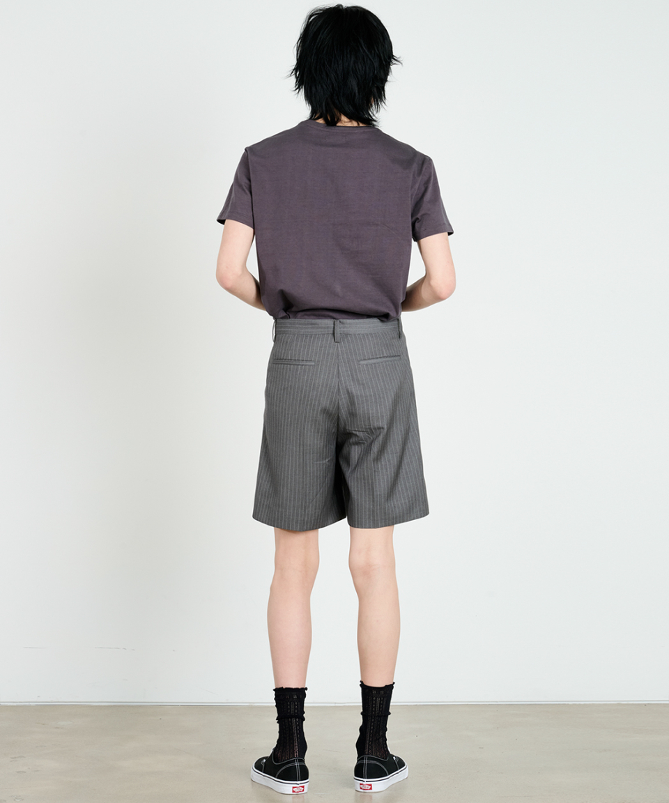 MUSINSA公式 | DUSTYWHITE グレー ピンストライプ ショートパンツ