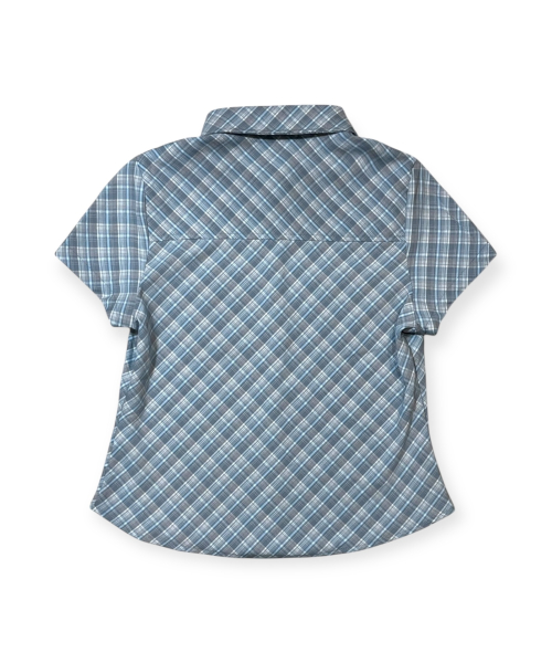 Fitted короткий рукав клетка рубашка (Sky)