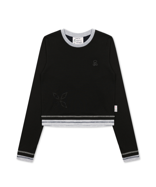 Лонгслив WXT064 с контрастной вставкой (BLACK)