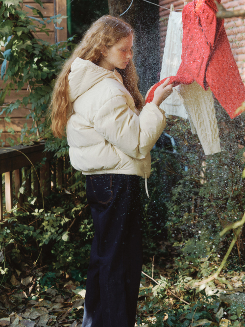 Cocoon Duck Down Hooded Padding - lemon butter
