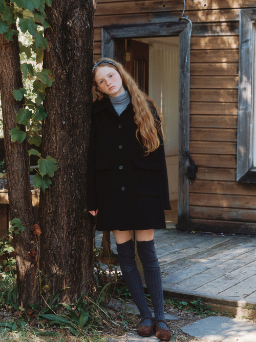 Classic шерсть Cashmere Half пальто - черная