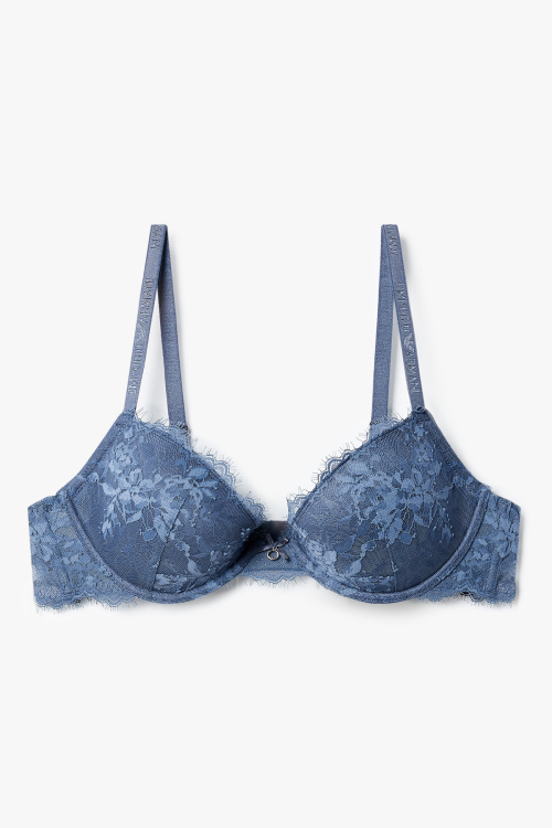 [EMPORIO ARMANI UNDERWEAR] Бюстгальтер пуш-ап с вышивкой Indigo 0825385526