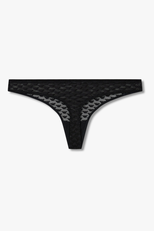 EMPORIO ARMANI UNDERWEAR женские сетчатые стринги с орлом Black 0825310523
