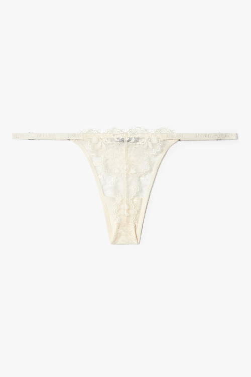 EMPORIO ARMANI UNDERWEAR Женские трусики-стринги с цветочной вышивкой — Ivory 0825310524