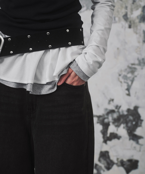 Womens Curved Denim Pants [Washed Black] thumbnail 6