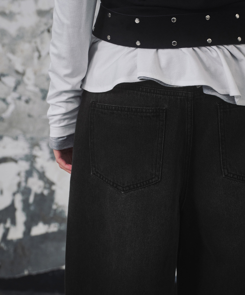 Womens Curved Denim Pants [Washed Black] thumbnail 7