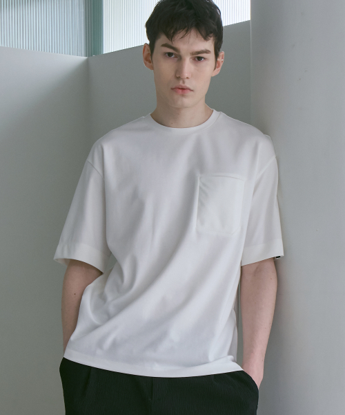 Футболка Cool Pima Round Pocket [Off White]_ZF2TS111