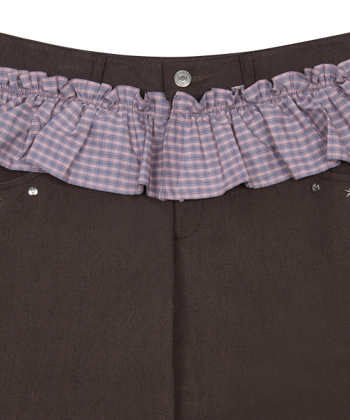 L19 FRILL BOOTSCUT брюки(коричневая)