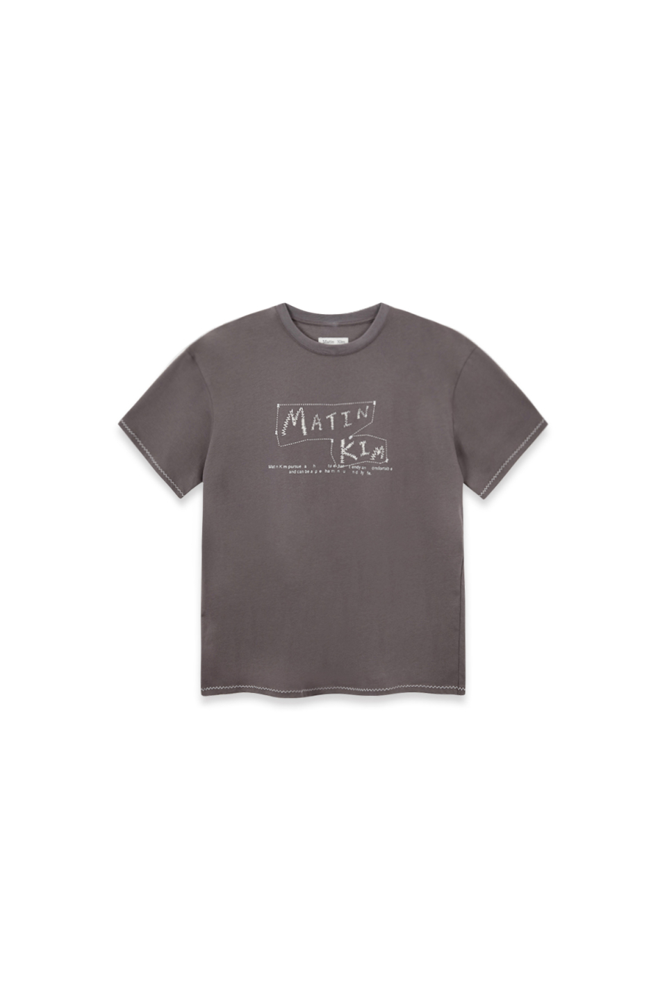 MUSINSA | MATIN KIM DOODLE LOGO GRAPHIC TOP IN CHARCOAL