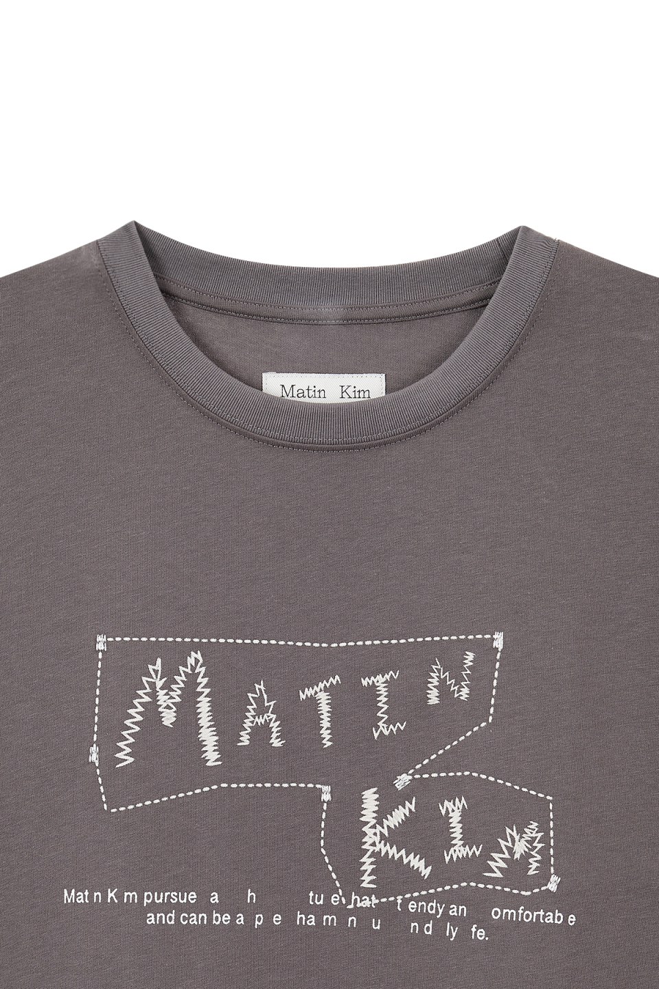 MUSINSA | MATIN KIM DOODLE LOGO GRAPHIC TOP IN CHARCOAL