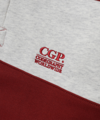 CGP ストライプ ラグビー メンズ トレーナー ダークレッド 画像 11