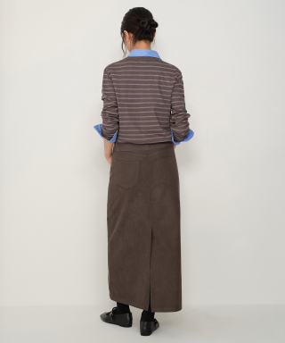 MUSINSA STANDARD WOMAN ウィメンズ シンセティックスウェード マキシスカート [ブラウン] 画像 2