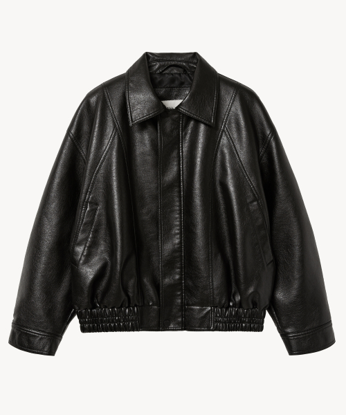 8268 Винтажная кожаная куртка вошед (BLACK)