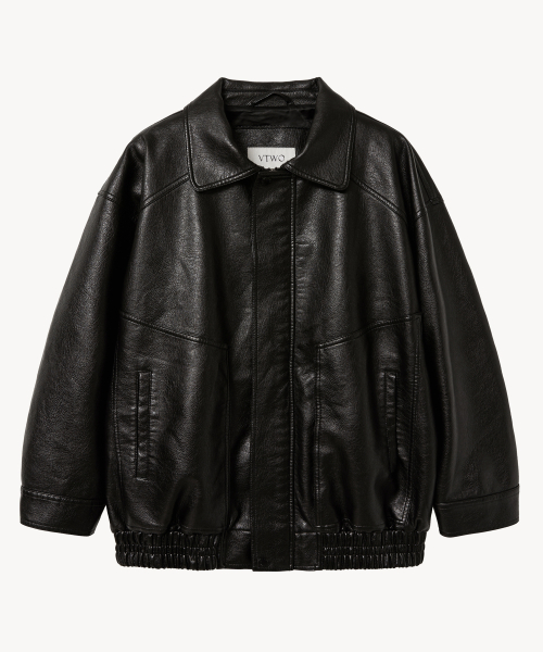 Оверсайз куртка из вареной кожи 8280 (BLACK)