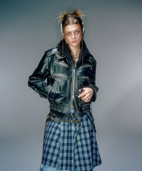 DERECK LEATHER BLOUSON JACKET чёрный