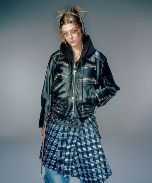 DERECK LEATHER BLOUSON JACKET чёрный