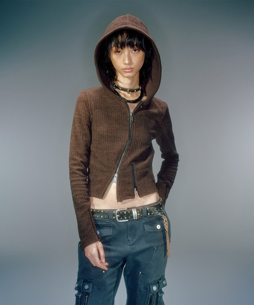 MORO RIBBED HOOD ZIP-UP (3COLOR)