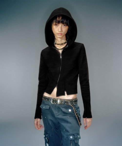 MORO RIBBED HOOD ZIP-UP (3COLOR)