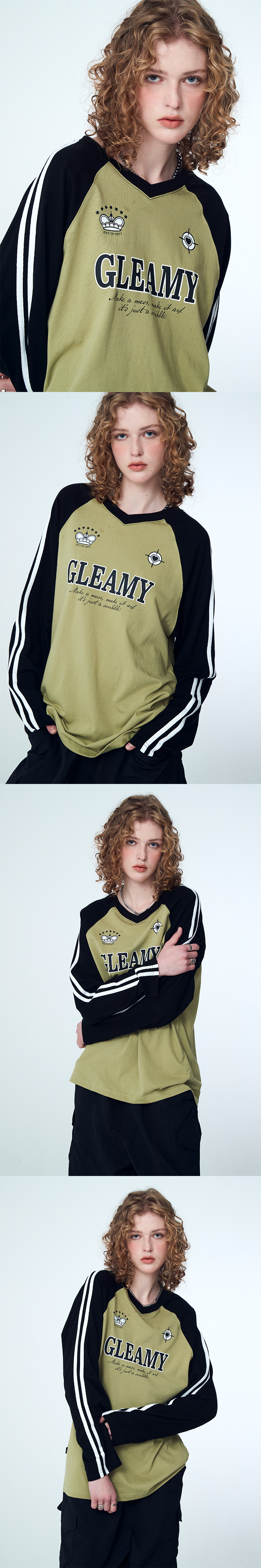 V-NECK LONG SLEEVE - 2 COLORS OLIVE