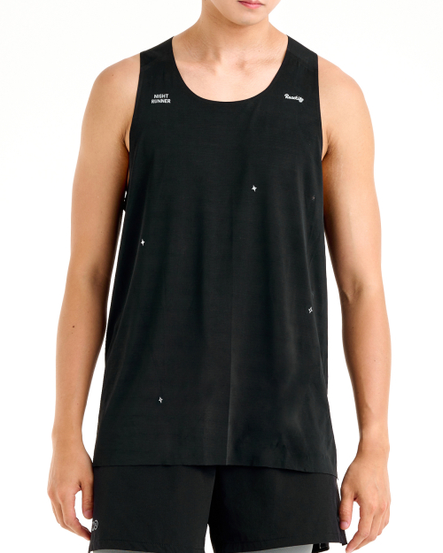 Mens Run The Night Singlet Black
