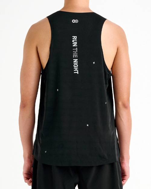 Mens Run The Night Singlet Black