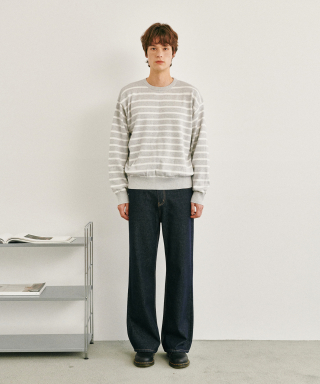 GLW クラシックストライプクロップニット グレー - グッドライフワークス 画像 2