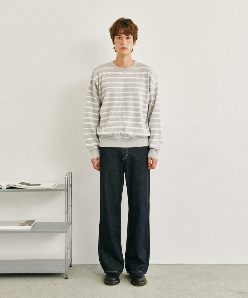 GLW クラシックストライプクロップニット グレー - グッドライフワークス 画像 2