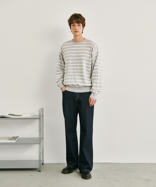 GLW クラシックストライプクロップニット グレー - グッドライフワークス 画像 3