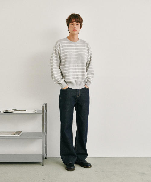 GLW クラシックストライプクロップニット グレー - グッドライフワークス 画像 5