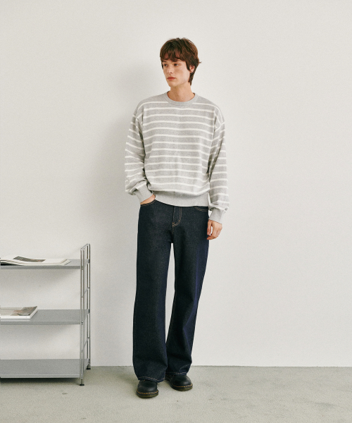 GLW クラシックストライプクロップニット グレー - グッドライフワークス 画像 6