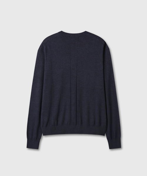 LOOSED FINE WOOL V-NECK KNIT (NAVY)