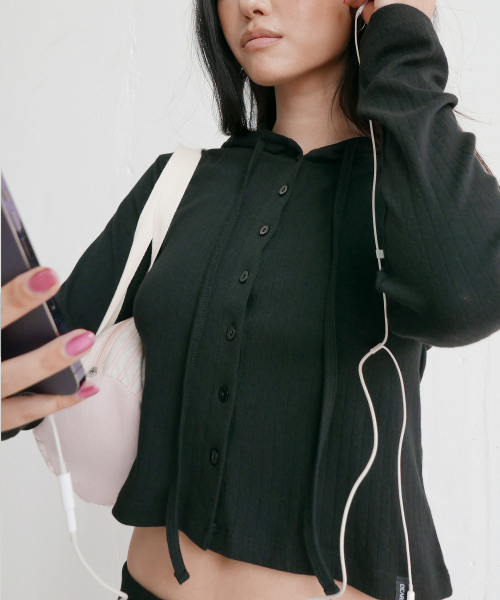 D. BASIC POINTELLE HOOD CARDIGAN - 3 COLOR