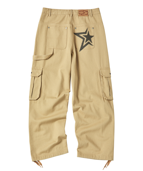 STAR TWILL CARGO POCKET PANTS BEIGE