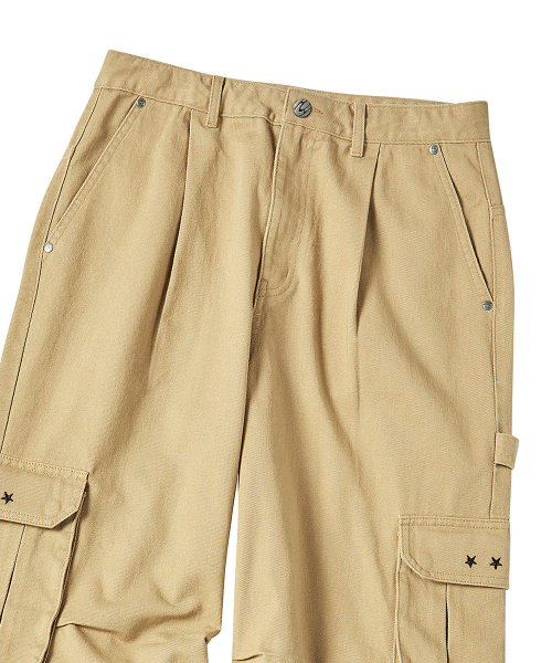 STAR TWILL CARGO POCKET PANTS BEIGE