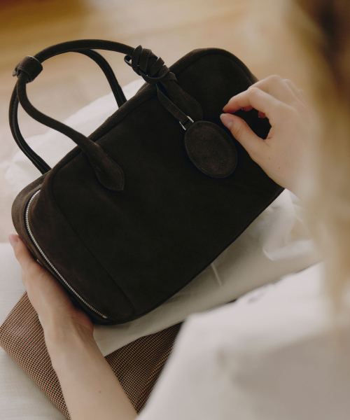 POE SUEDE BAG_DARK BROWN